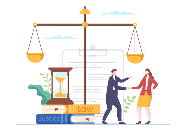 Attorney with client Illustration