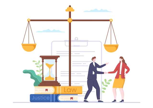 Attorney with client Illustration