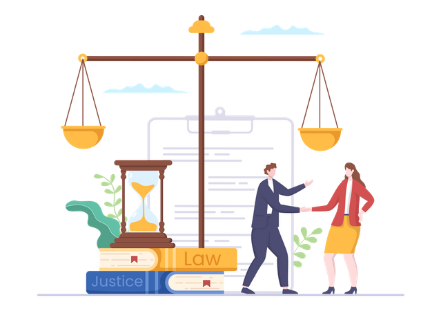 Attorney with client  Illustration