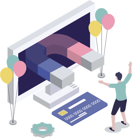 Attract customers for company performance  Illustration