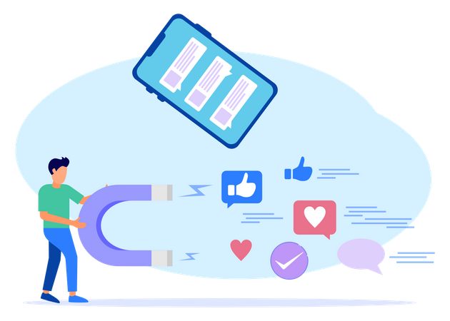 Attract Social Media Interaction  Illustration