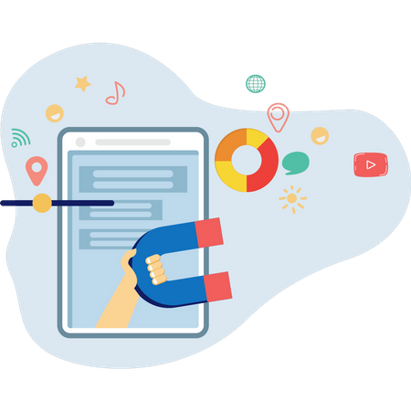 Attracting customers by social media  Illustration