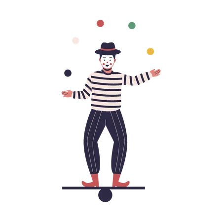 Attractive male clown juggling  イラスト