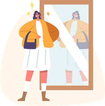 Attractive Woman Look In Mirror  Illustration