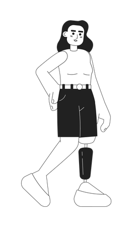 Attractive woman with bionic leg prosthesis  Illustration