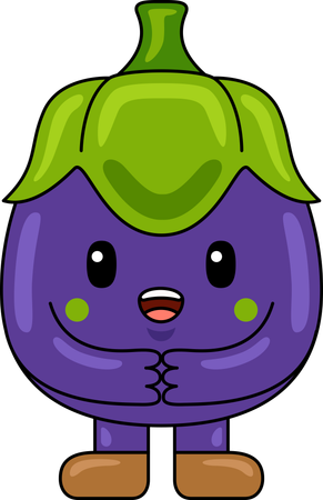 Aubergine Mascot Character  Illustration