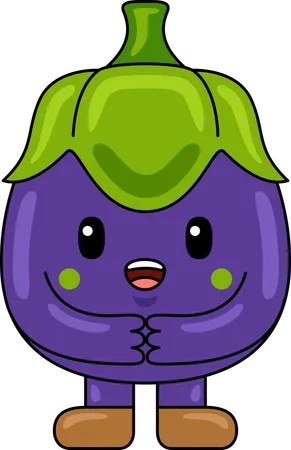 Aubergine Mascot Character  Illustration