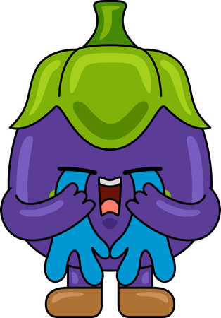 Aubergine Mascot crying  Illustration