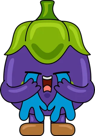 Aubergine Mascot crying  Illustration