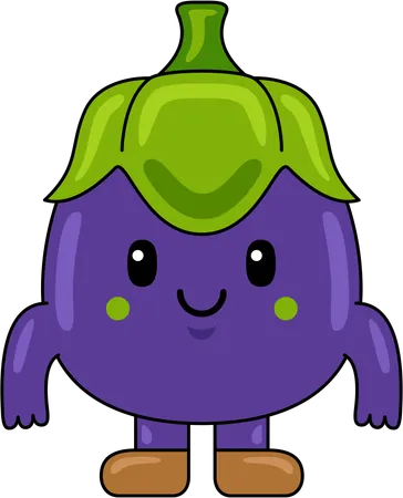 Aubergine Mascot  Illustration