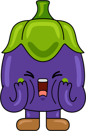 Aubergine Mascot shouting  Illustration