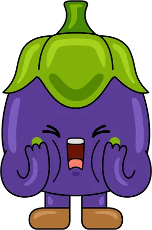 Aubergine Mascot shouting  Illustration