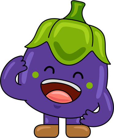 Mascotte aubergine souriante  Illustration