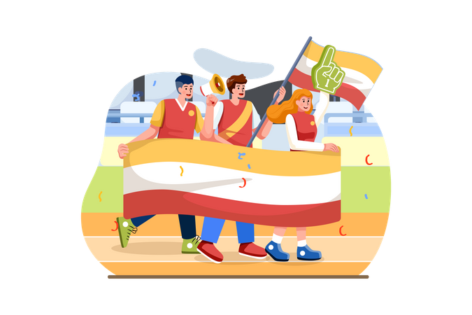 Audience supporting using country flag  Illustration