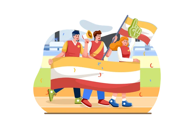 Audience supporting using country flag  Illustration