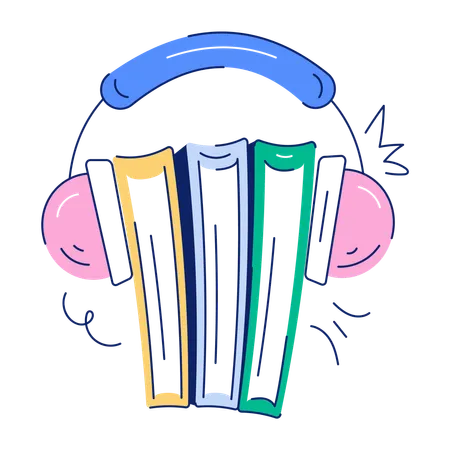 Grab This Premium Doodle Illustration Of Audio Books Illustration