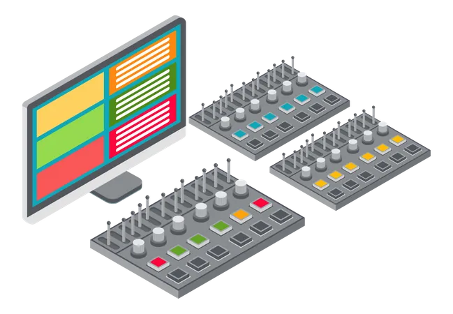 Audio mixer console to work with audio  Illustration