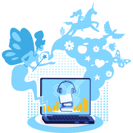 Audiobook on computer  Illustration