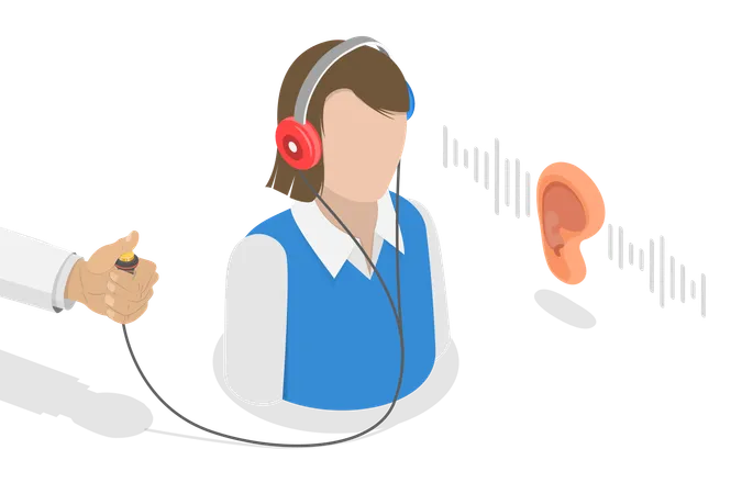 3 D Isometric Flat Vector Illustration Of Audiometry Exam Audiologist Audiometry Hearing Test Screening Illustration