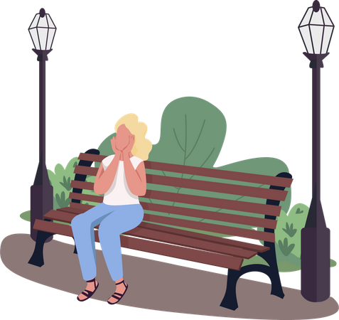 Aufgeregte Frau besucht Park  Illustration