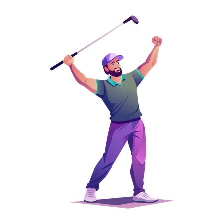 Aufgeregt Golfspieler mit Golfschläger  Illustration