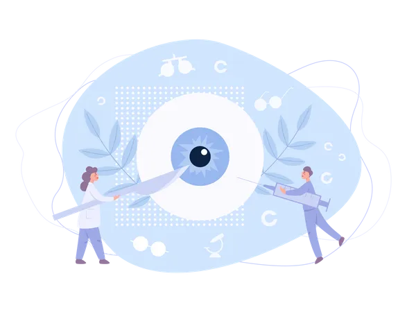 Augenarzt Augenchirurgie Idee Der Augen Und Sehpflege Augenarzt Operation Zur Behandlung Von Augenkrankheiten Vektorillustration Im Cartoon Stil Illustration