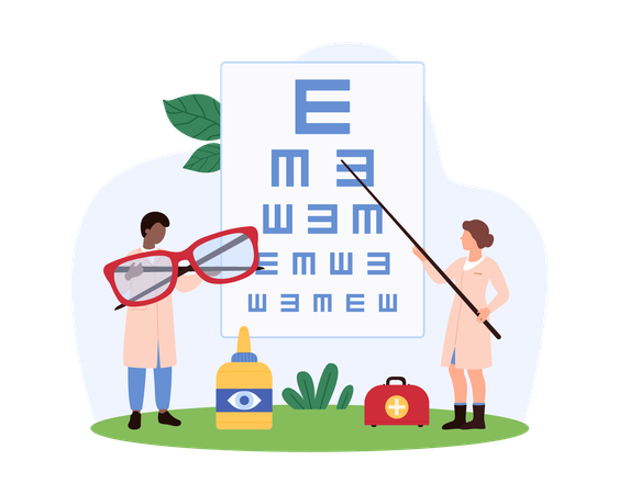 Augenärzte führen Sehtests durch  Illustration