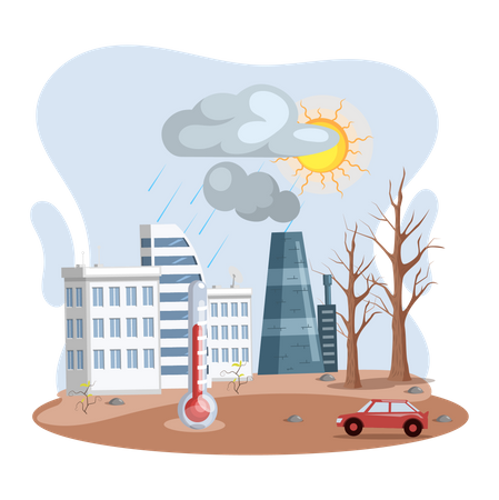 Hausse de température due au réchauffement climatique  Illustration