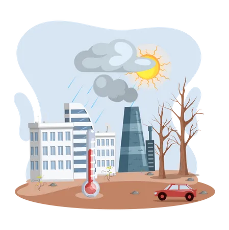 Hausse de température due au réchauffement climatique  Illustration