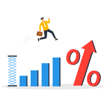 Augmentation des taux d’intérêt. Financier et investissement.  Illustration