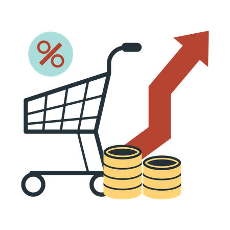 Augmentation des prix des achats en raison de la hausse de l'inflation  Illustration