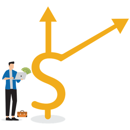 Augmentation des revenus des entreprises grâce aux ventes sur le marché  Illustration