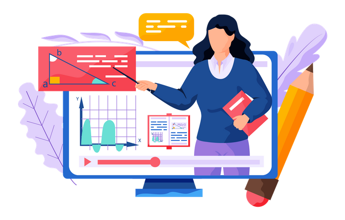 Aula de geometria on-line  Ilustração