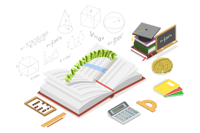 Aula de matemática  Ilustração