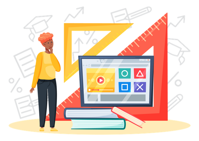 Aula de matemática on-line  Ilustração