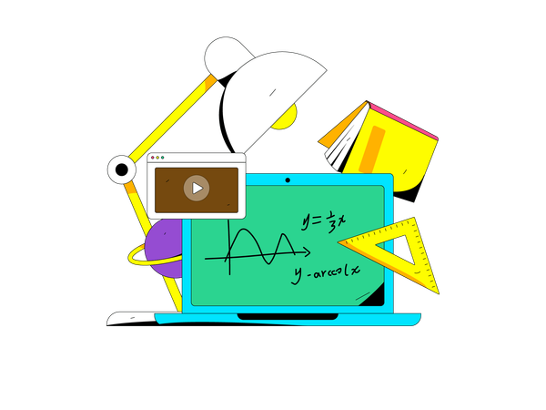 Aula de matemática on-line  Ilustração