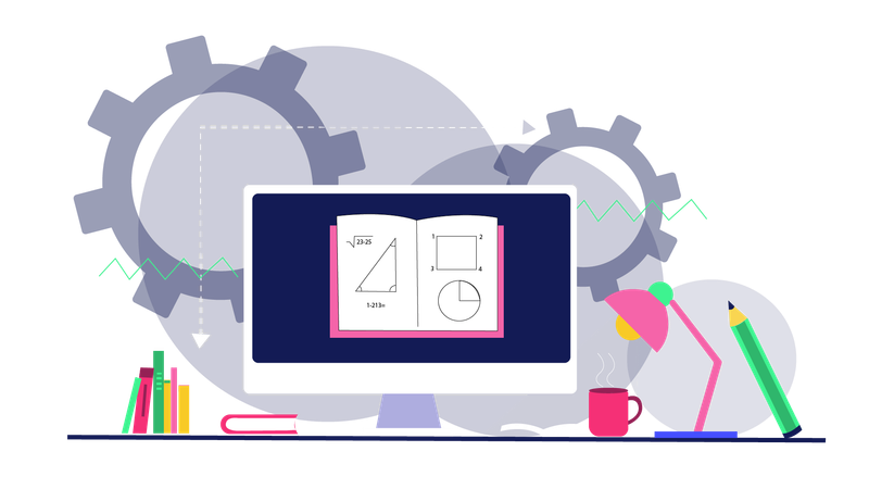 Aula de matemática on-line  Ilustração