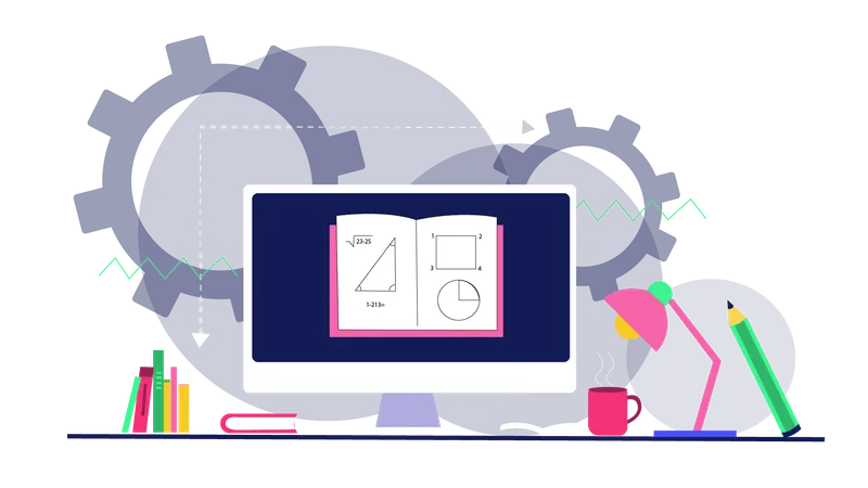 Aula de matemática on-line  Ilustração