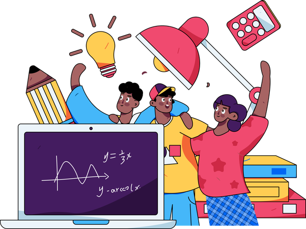 Aula de matemática on-line  Ilustração