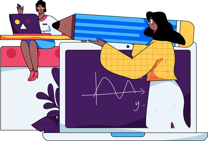 Aula de matemática on-line  Ilustração