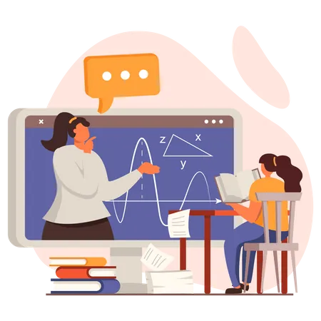 Aula de matemática on-line  Ilustração