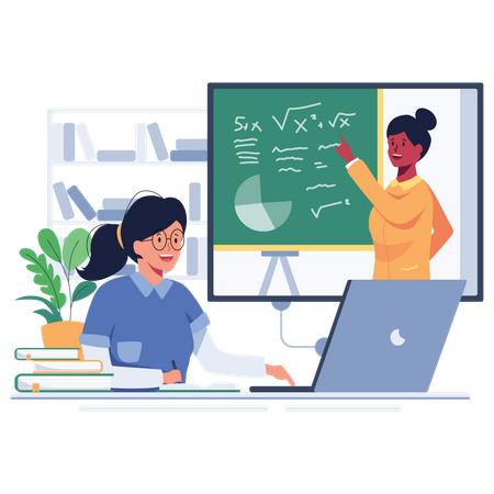 Aula de matemática on-line  Ilustração