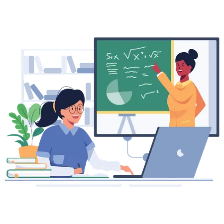 Aula de matemática on-line  Ilustração