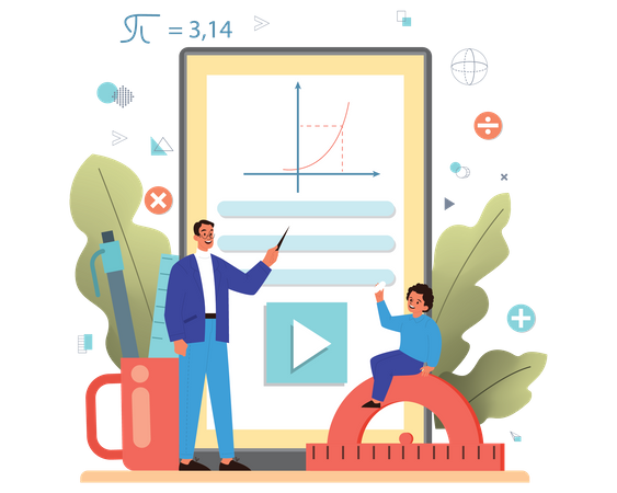 Aula de matemática on-line  Ilustração