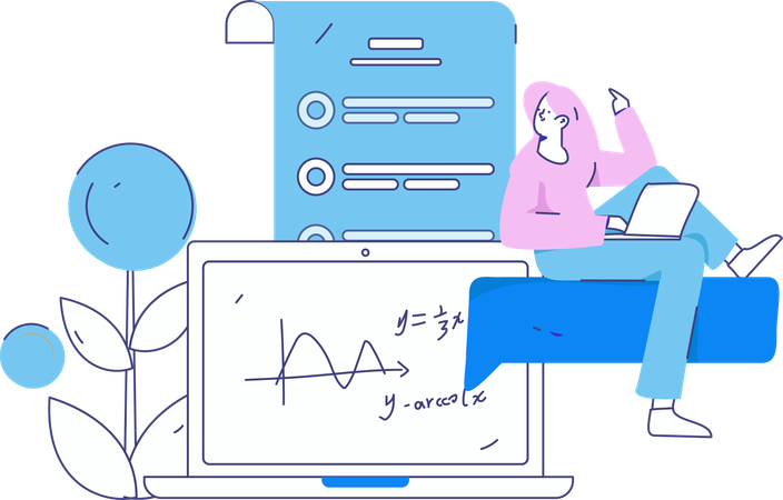 Aula de matemática online frequentada pelos alunos  Ilustração