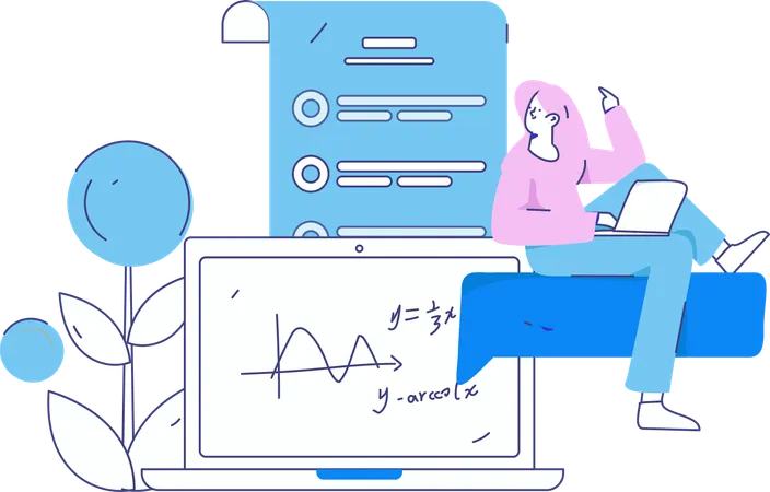 Aula de matemática online frequentada pelos alunos  Ilustração