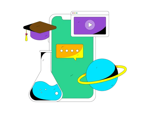 Aula de química on-line  Ilustração