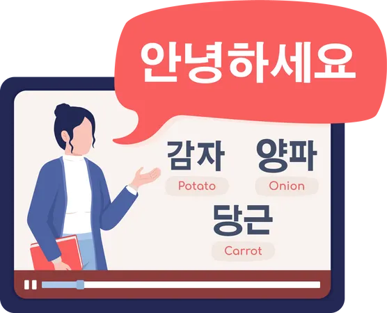 Aula de coreano on-line  Ilustração