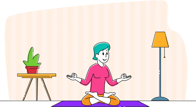 Prática de aula de yoga  Ilustração