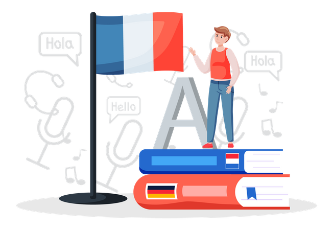 Aulas de idiomas na França  Ilustração